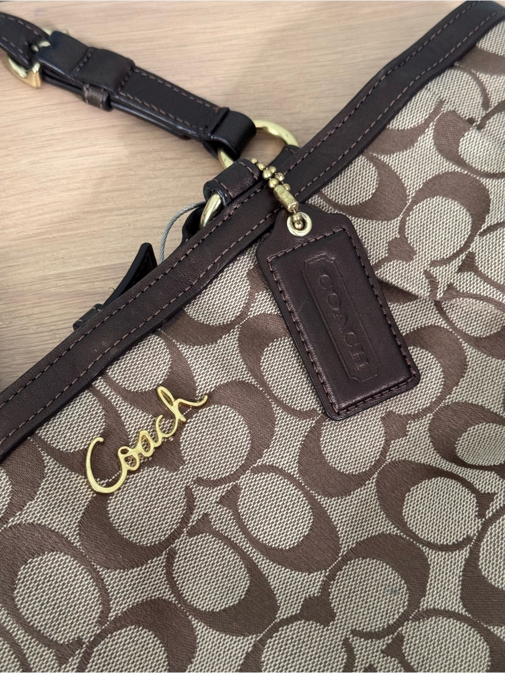 Vintage Y2K Coach Gallery Signature Pleated Tote Shoulder Monogram Purse Bag - Picture 9 of 11